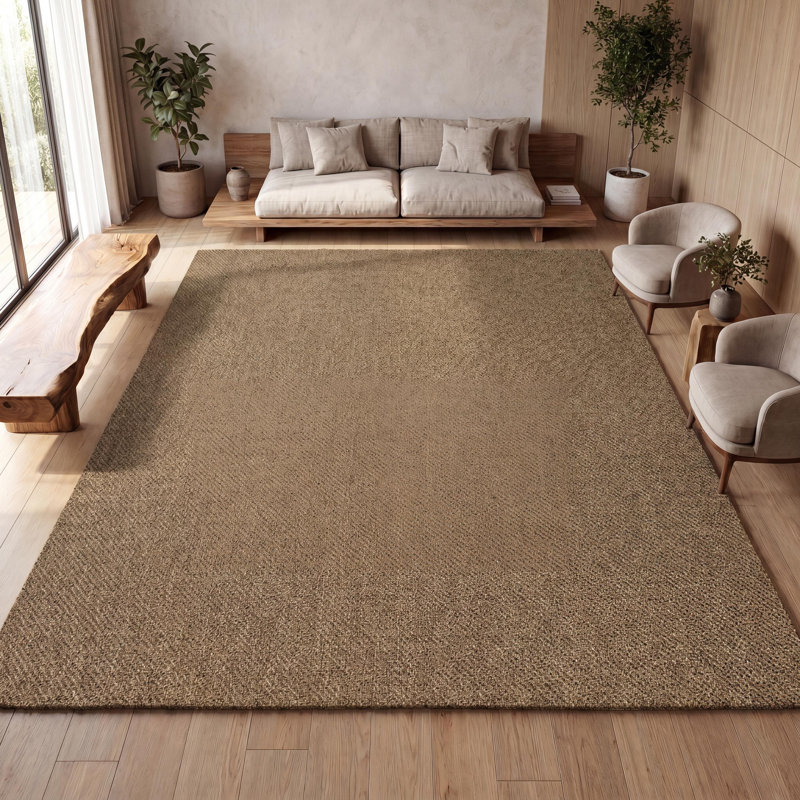 Solana Easy Rustic Solid Color Natural Indoor/Outdoor Rug, Rectangle 3'11" x 6', Natural