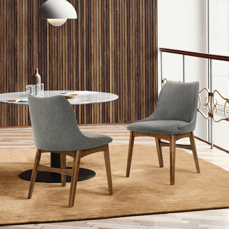 Chaise d'appoint rembourrée Miyashiro, gris, Noyer