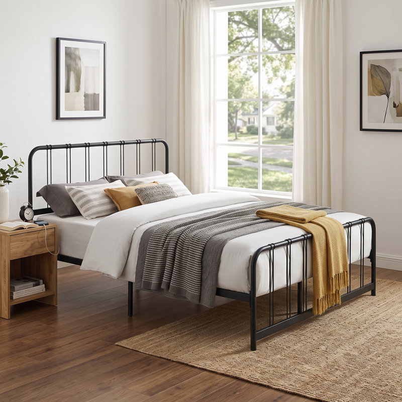 Emden Metal Slat Bed, Queen, Black