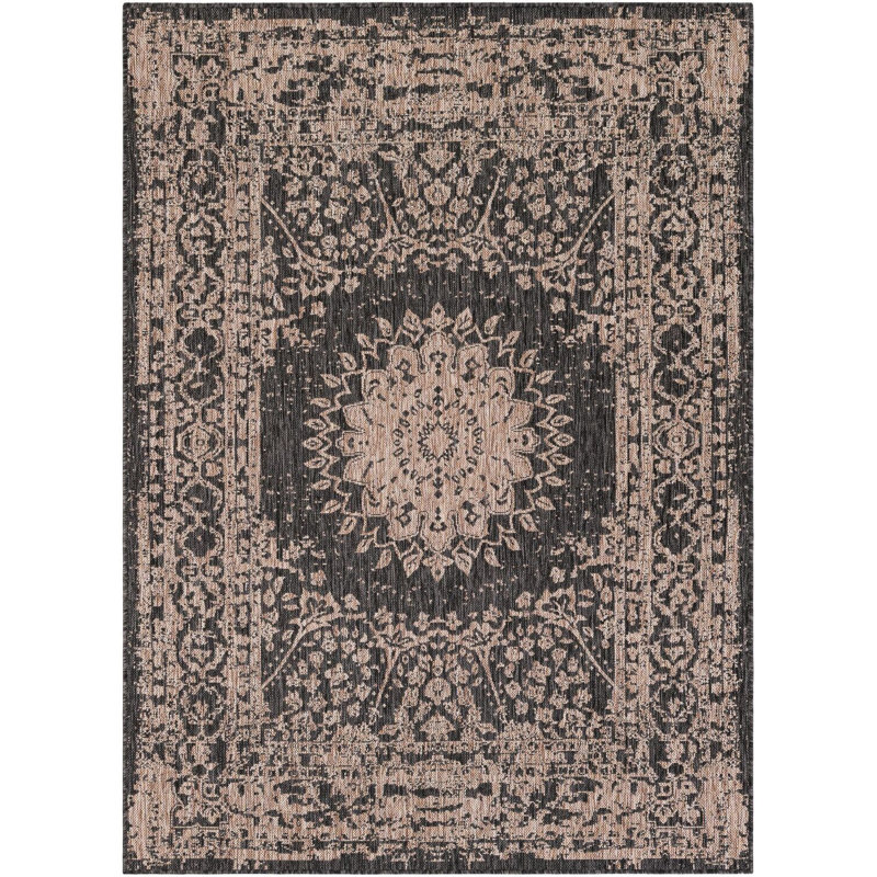 Contemporary Hintz Runner Rug Black Color, Rectangle 5'3" x 7'1"
