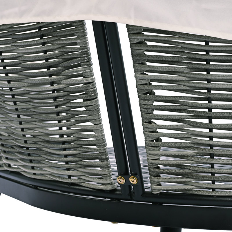 Ensemble de canapé-lit pour terrasse avec auvent rétractable de 74,8 po L, Beige