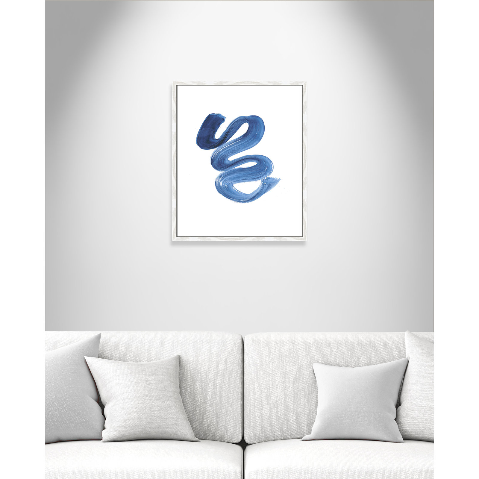 Slinky Indigo II by Filippo Ioco  - Painting Print, White Wood Framed Paper, 25.5" H x 21.5" W x 0.75" D
