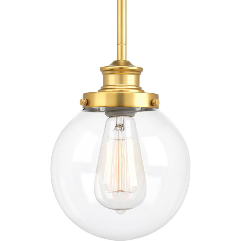 Luminaire suspendu en forme de globe à une lumière Westland, H 9,5 po x l 6,875 po x P 6,875 po, Laiton naturel