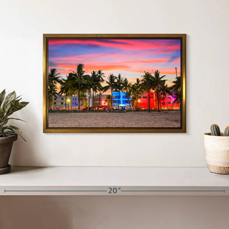 Miami Beach, États-Unis, Cadre flottant doré, 13 po x 9 po