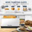 Grille-pain à 4 tranches en acier inoxydable avec fentes extra larges pour les bagels et le pain épais, avec grille de réchaud et fonctions de dégivrage / réchauffage-120887344
