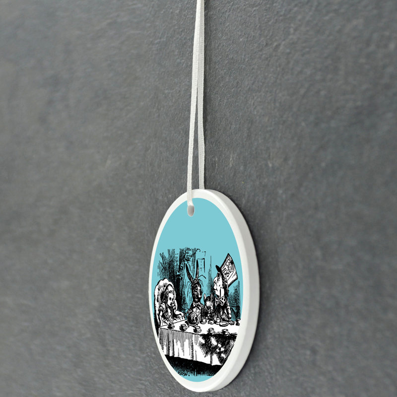Tea Party Alice In Wonderland Circle Shaped Ceramic Ornament Bauble