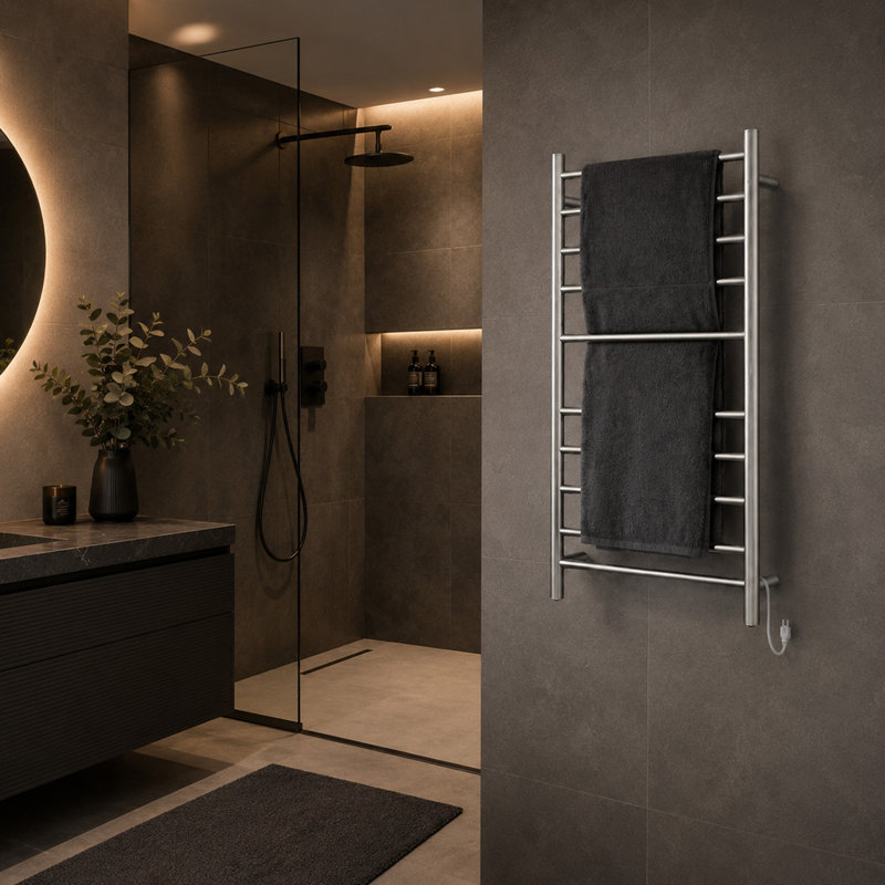 Bali Series Straight Towel Rail Towel Warmer, Polished Chrome