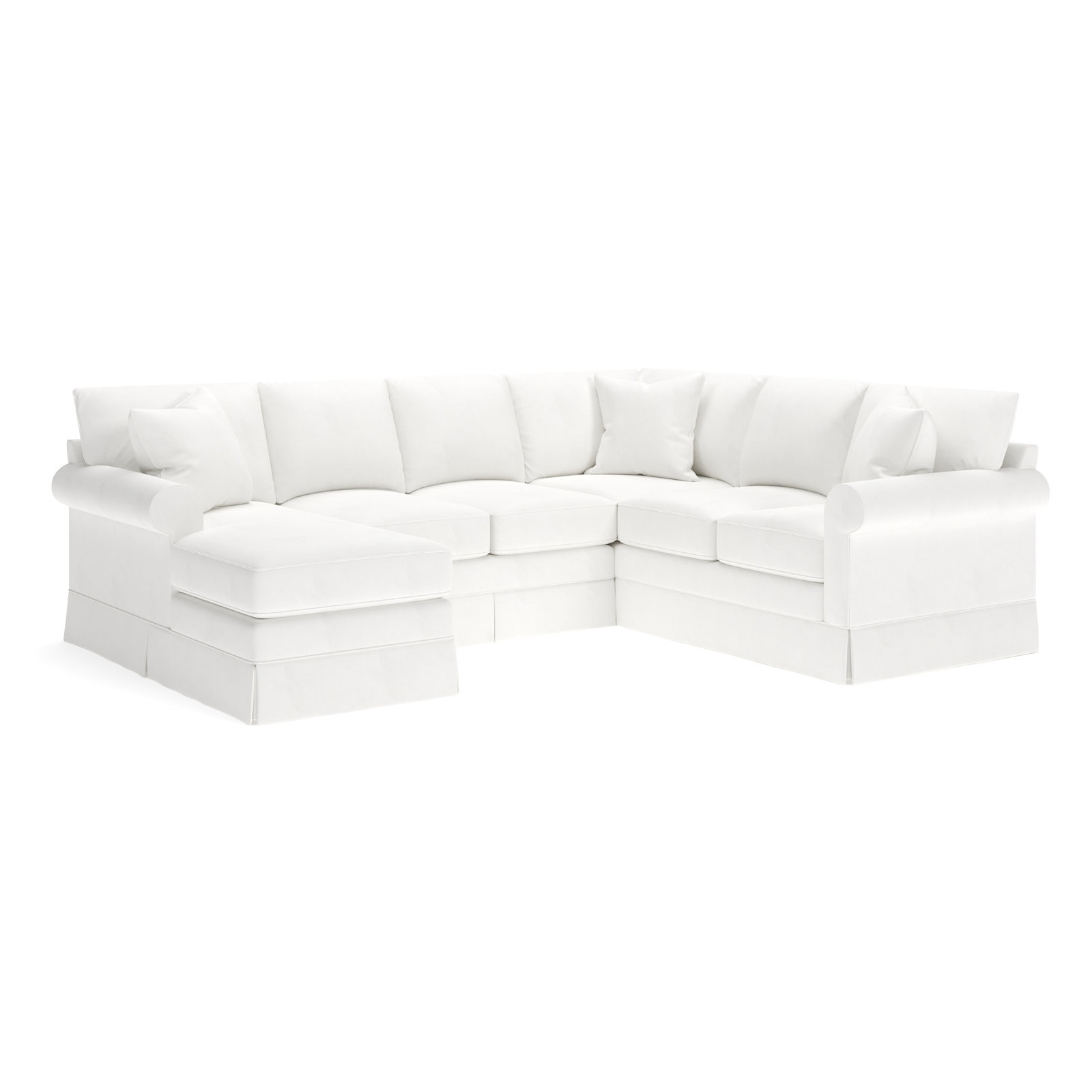 Friedman Upholstered Chaise U-Sectional, Classic Bleach White Twill, Left Hand Facing