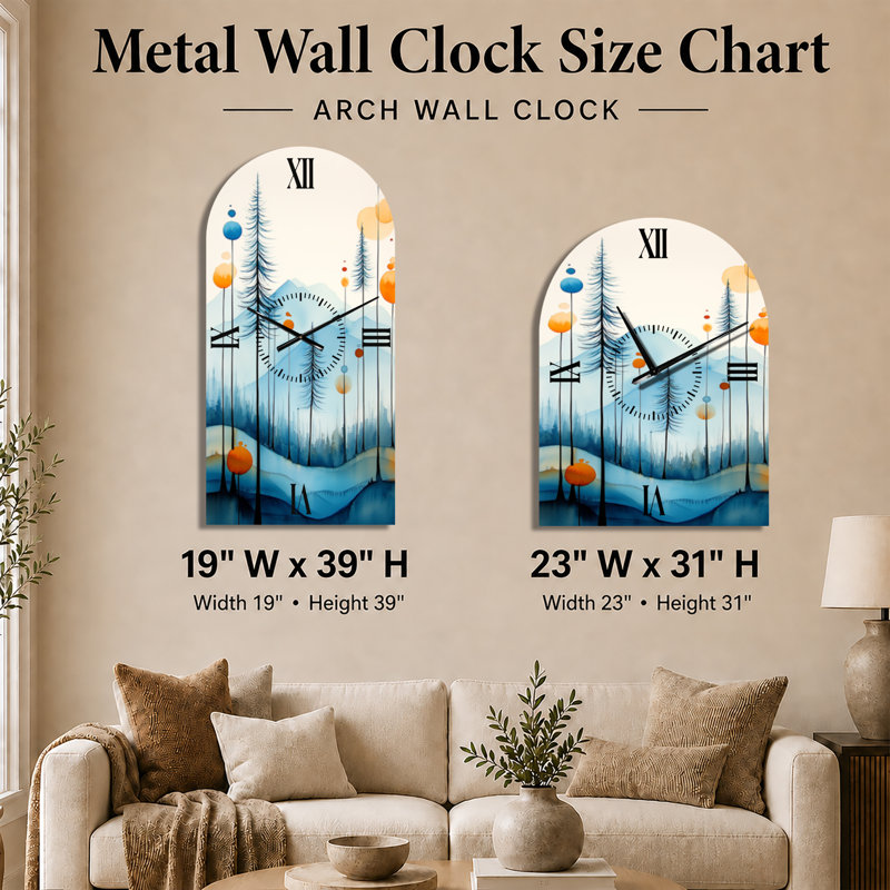 Blue Ridge Woodland - Rustic Arch Wall Clock, 31" H x 23" W - Arch