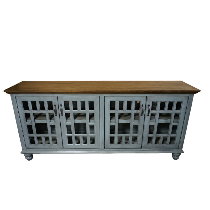 Colefax Unfinished TV Stand for TVs up to 88", Havana Gold, Midnight Blue