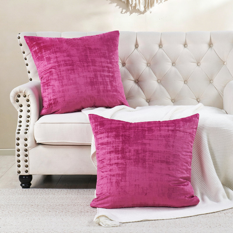 Textured Velvet Euro Reversible Pillow Cover, Raspberry Rose