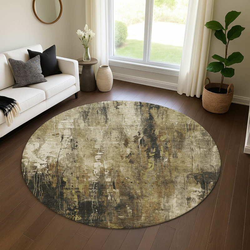 Premium Machine Washable Strinko AMF1683 Modern Rug, Round 8'
