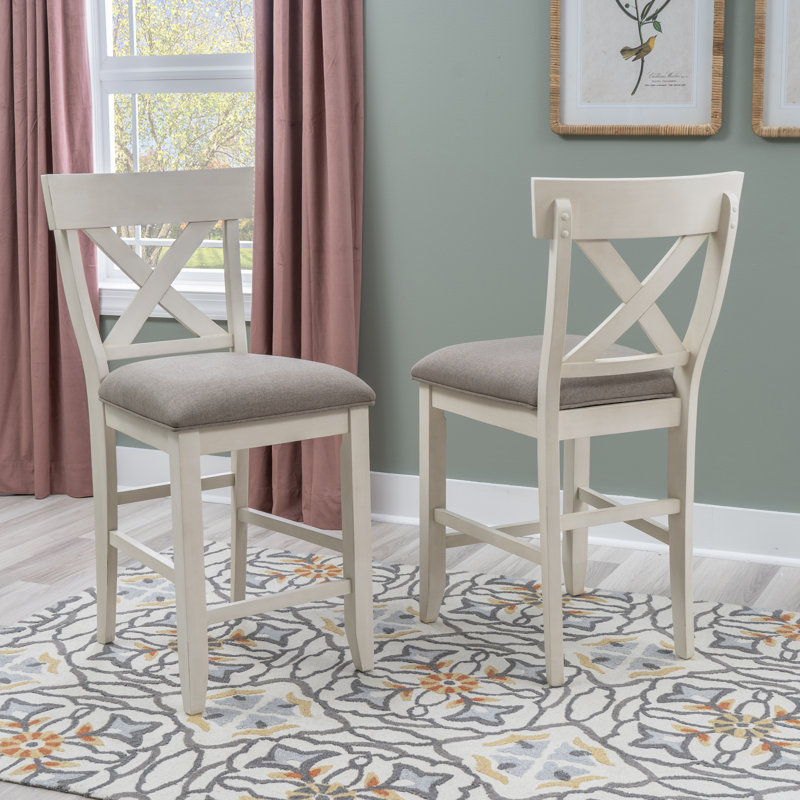 Danian 25.25'' H Upholstered Pine Side Chair, White/Brown