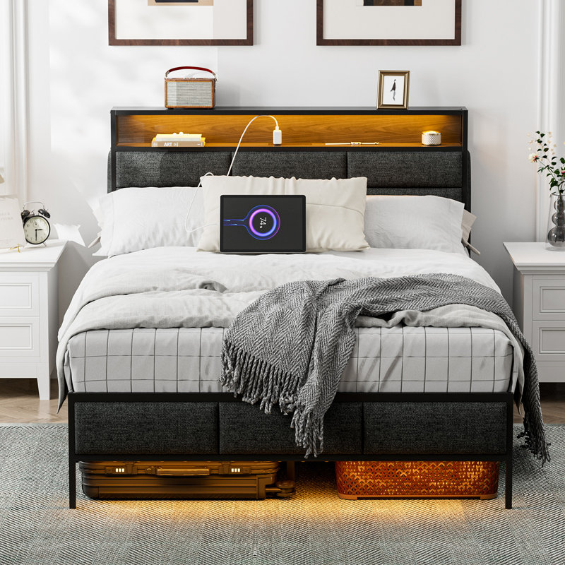 Bryor Bed Frame with Charging Station and LED Lights