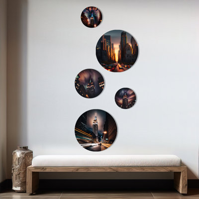 Décoration murale Empire en métal Tilt Shift in the Night Lights I - City New York