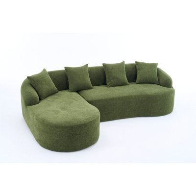 LY-022 Full Compression Sponge L-Shape Sectional Sofa with Curved Chaise, Modular Chenille Couch, 30D High-Density for Apartment Living Room.900 lbs.