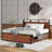 Bed Frame With Storage Headboard And 12 Drawers LED Lights, Metal Platform Non-Slip Without Noise Mattress Foundation Strong Metal Slats Support,No Box Spring Needed-247701167