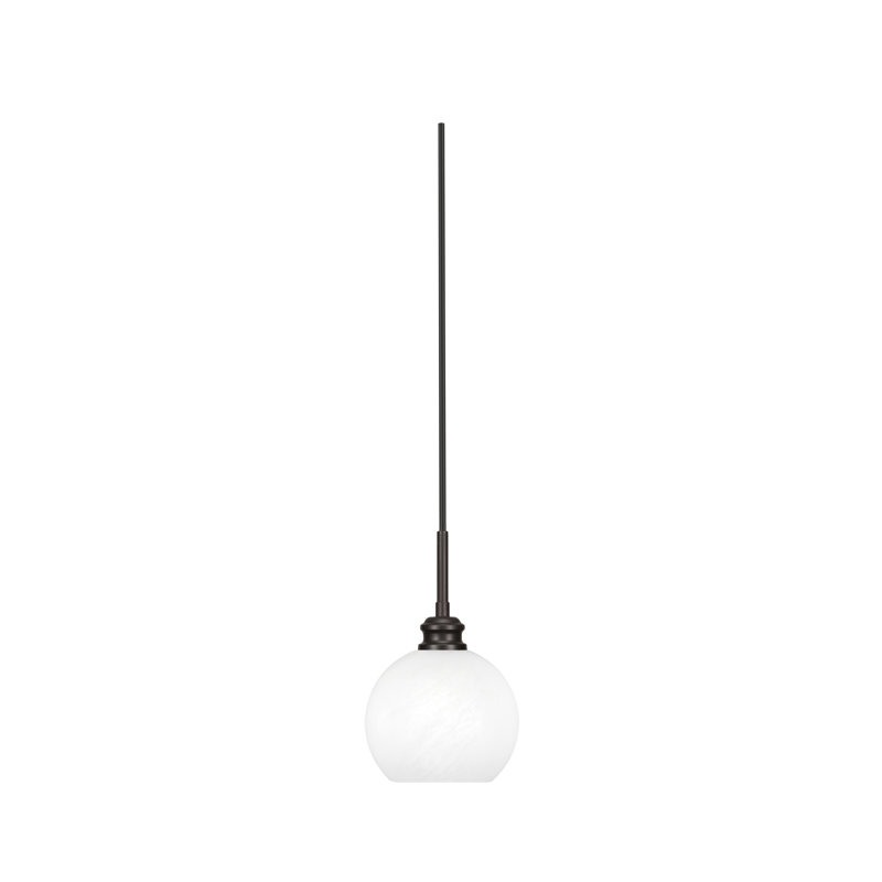 Mini-luminaire suspendu à cordon Edge avec verre de marbre blanc de 5,75 po, Nickel brossé