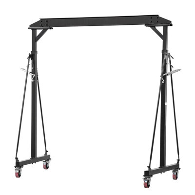 Portique réglable, capacité de 2 200 lb, treuil de levage portatif avec hauteur réglable de 95,7 po à 142,9 po, roues verrouillables, fabrication en acier, pour usine, entrepôt, réparation automobile, cadre seulement