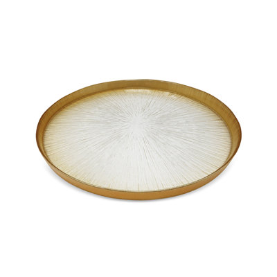 Crystal Glass Platter with Gold Border