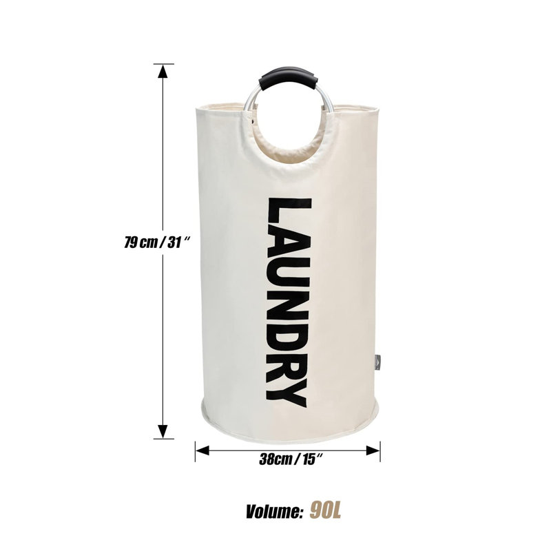 Fabric Laundry Basket with Handles, Beige