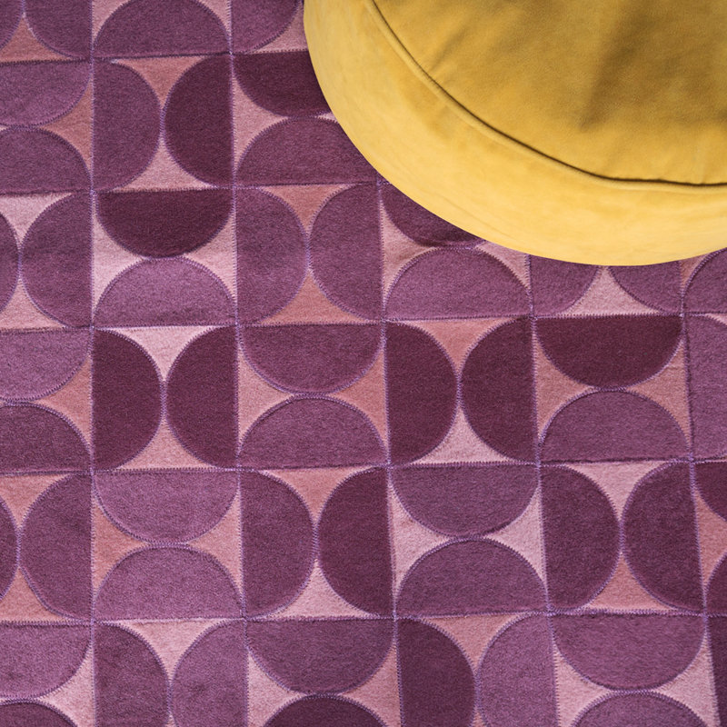 Horizons Geometric Area Rug in Pink, Round 4'11"