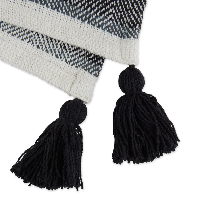 Throws Chevron Print Hand Woven Throw Blanket, Black