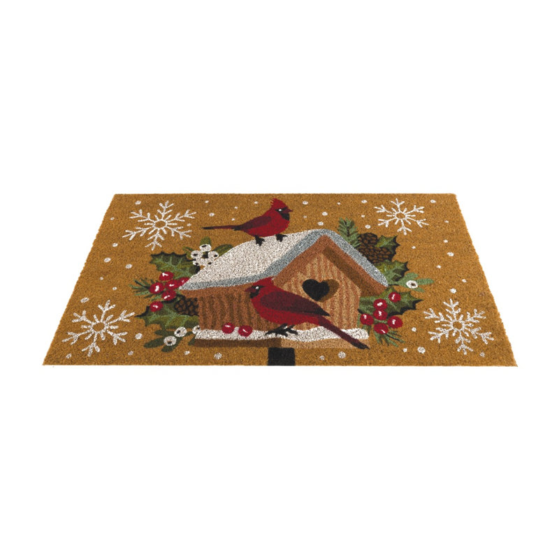 Natural Coir Fiber and PVC Non Slip Outdoor Doormat with Weather Resistant Textured Surface and Heavy Duty Backing