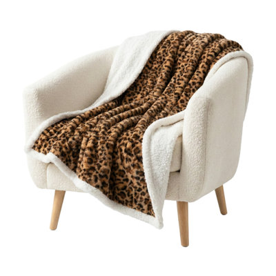 Jeté en molleton Sherpa de Lavish Home - Jeté réversible lavable à la machine de 50 x 60 pouces - Couvertures moelleuses pour canapé, chaise ou lit