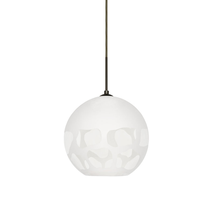 Luminaire sphère suspendu 1 lumières simple Jason, Bronze, Blanc