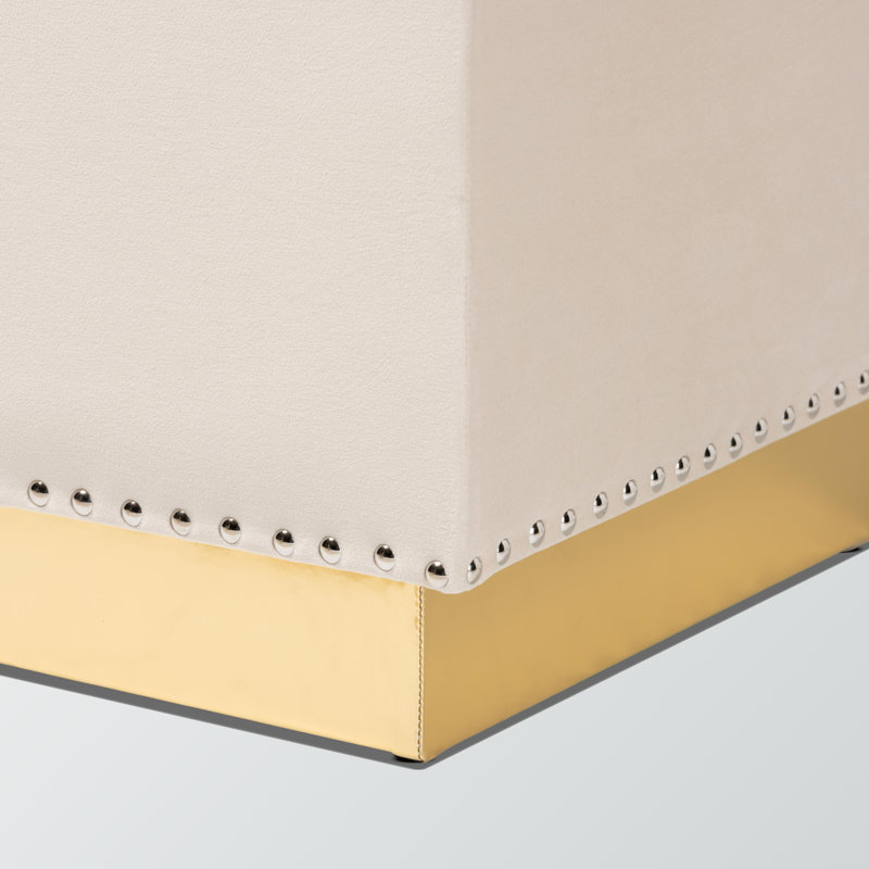 Eldora Velvet Ottoman, Beige Velvet