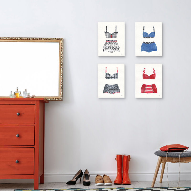 «Bathing Beauty I» par Melissa Averinos - Ensemble de 4 reproductions sur toile sans cadre