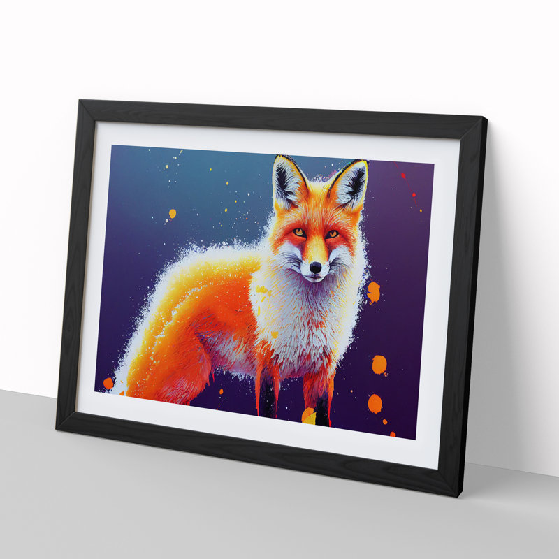 XH1022-6621X Fox Vol.3 Abstract - Single Picture Frame Painting, Black, 46cm H x 64cm W x 2cm D