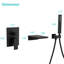 Modern Matte Black Wall Mounted Bathroom Bathtub Faucet And Shower , Handheld For Post - Bath Rinsing, Waterfall Spout Of Mount Type, Black, With Balanced Valve Comfort
