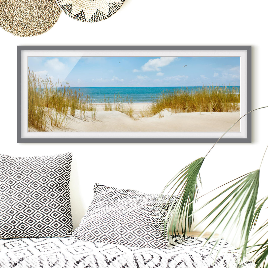 Bild mit Rahmen - Strand an der Nordsee - Panorama-Landschaft - B