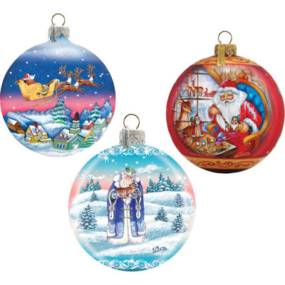 Holiday 3'' Handmade Glass Ball Ornament