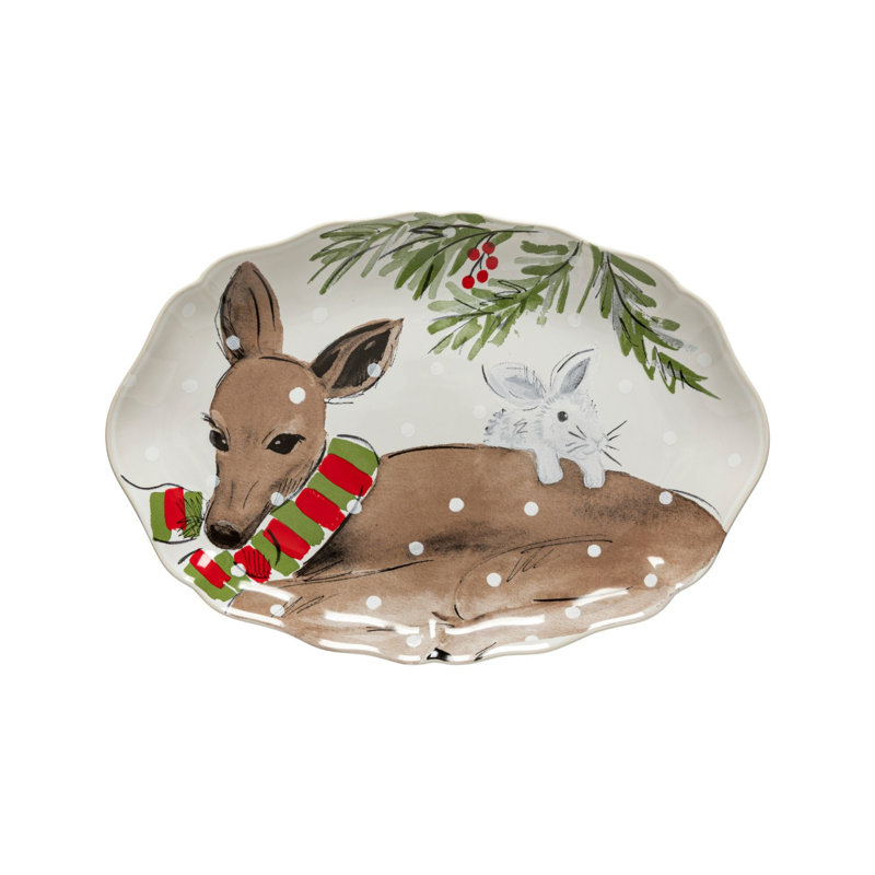 Deer Friends Stoneware Platter