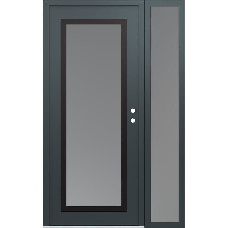 Panneau d'entrée en verre noir givré anthracite / gris anthracite avec porte d'entrée avant pré-montée Sidelite, Gelé, Gauche
