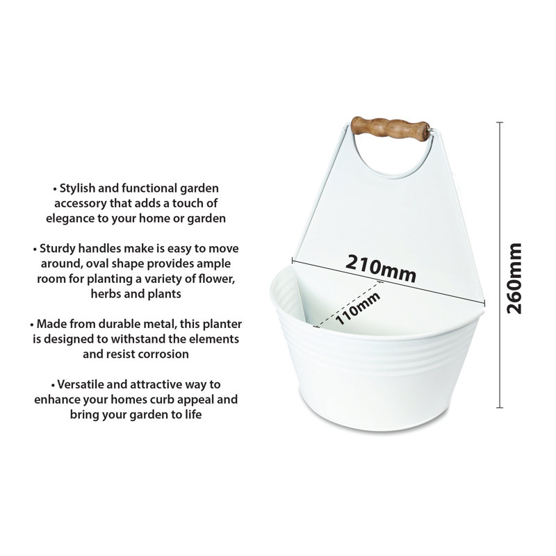 Metal Pot Planter, White