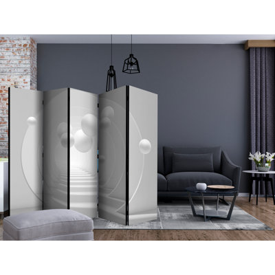 Avak 225cm W x 172cm H 5 - Panel Solid Wood Folding Room Divider