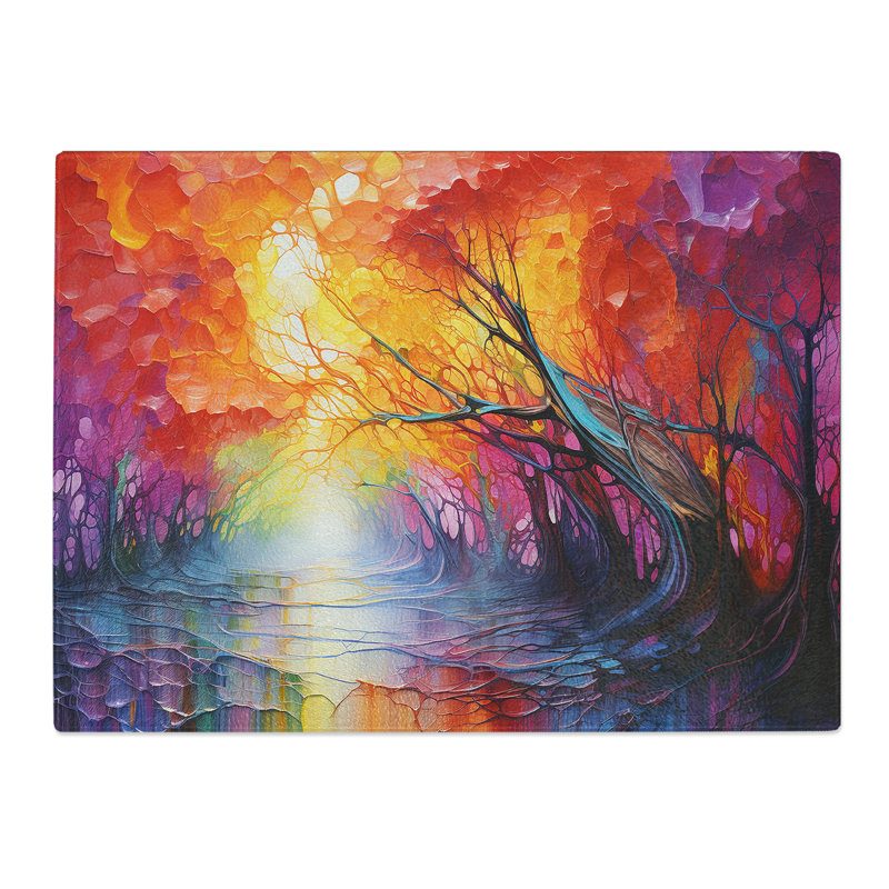 Rainbow Forest  Glass Chopping Board