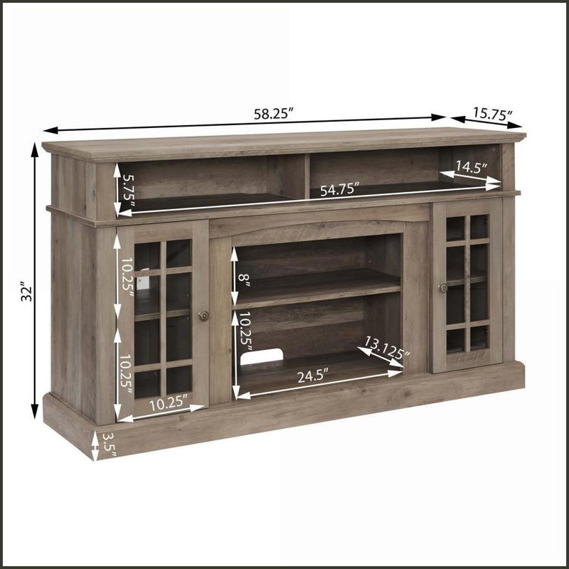 TV Furniture Entertainment Stand for 65” TVs with Storage, Gray Wash | MDF | TV Size 60-69 Inches