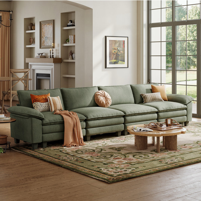 Canapé modulaire rembourré 157,5 po Colbey, 34.64'' H x 157.48'' W x 34.64'' D, Vert