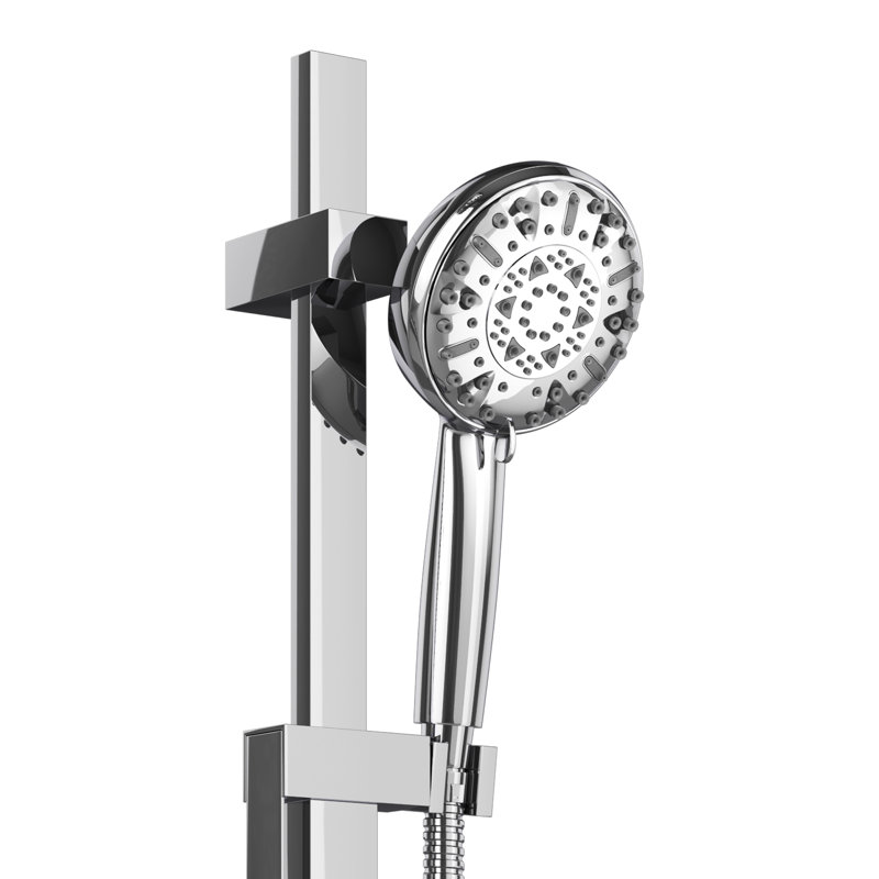 Retreat 4-in Multi-function Showerhead Shower System with Slide Bar and Multi-function Handshower 1.8 GPM, Chrome