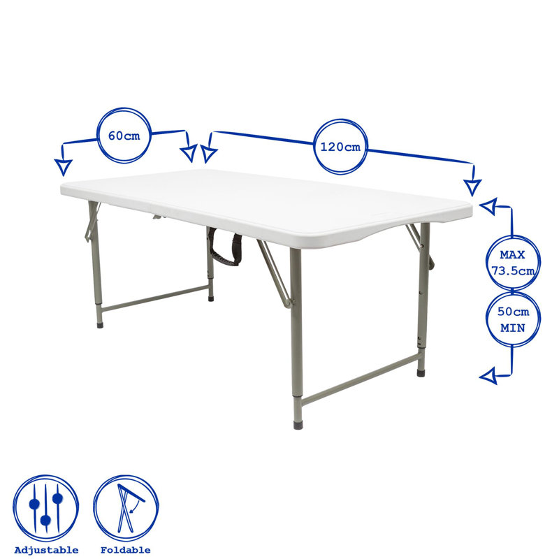 120cm Rectangular Adjustable Folding Table with 4 Chairs
