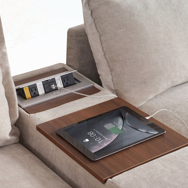 Modular Sectional Sofa with Movable Storage Ottoman and Console