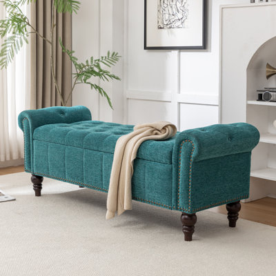59" Wide Upholstered Bench with Storage Box
