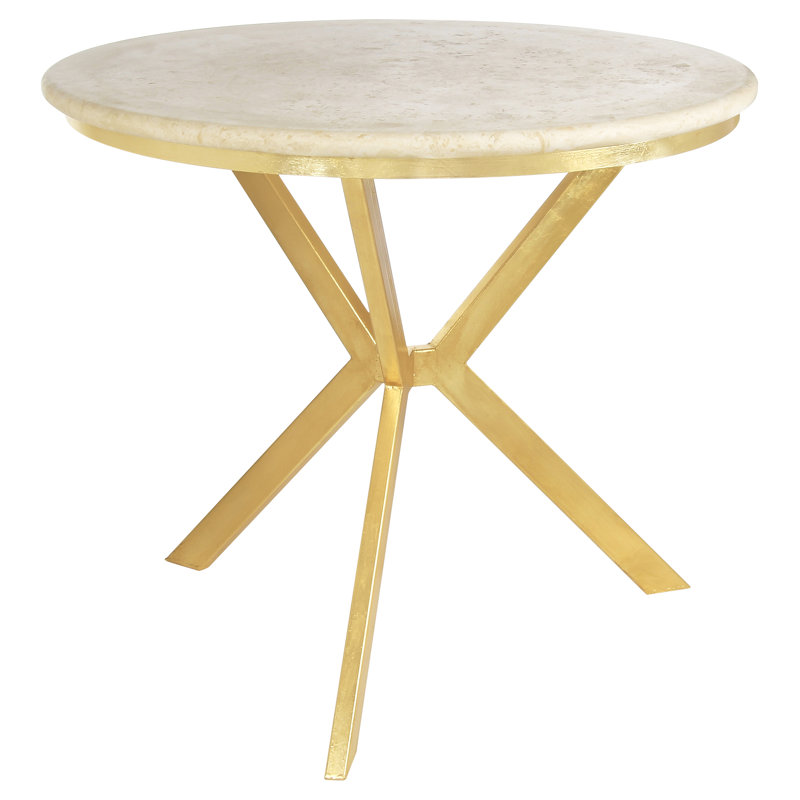 Tripod Cross Legs End Table, Lite Travertine