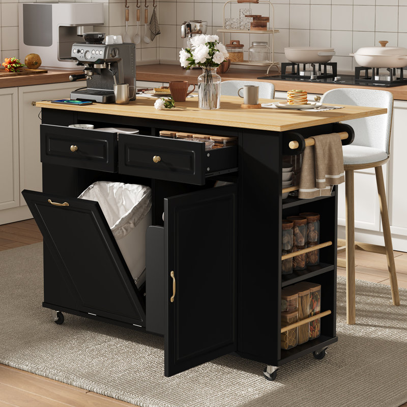 Wood Kitchen Cart, Black
