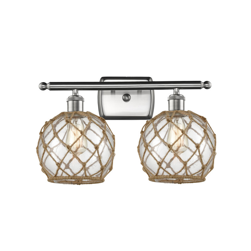 Éclairage pour salle de bain à intensité variable 2 lumières Arriola, Transparent/brun, Nickel satiné brossé